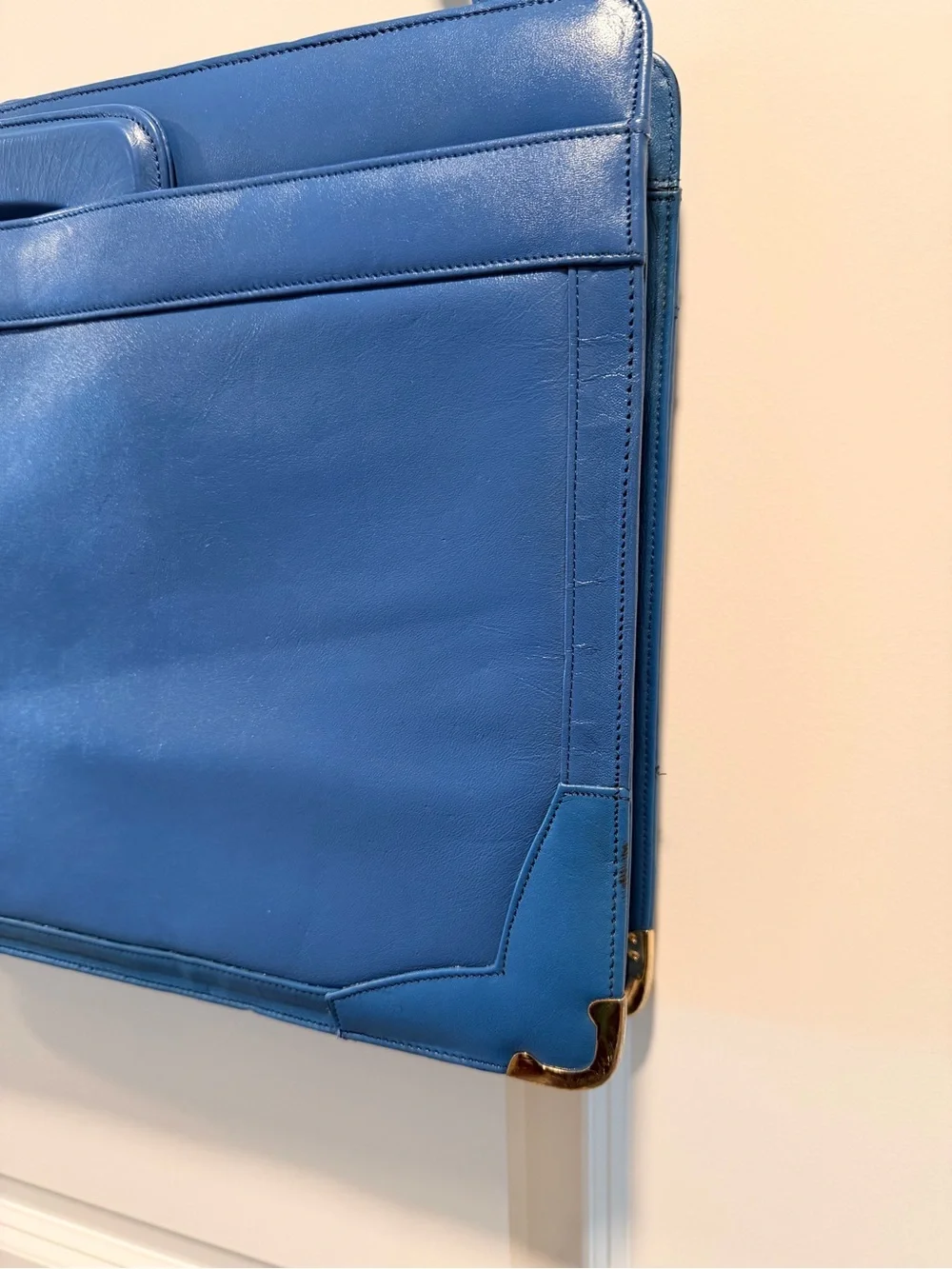 Vintage 1980s Leather of The Sea Leather Portfolio Briefcase Bag in Ocean Blue